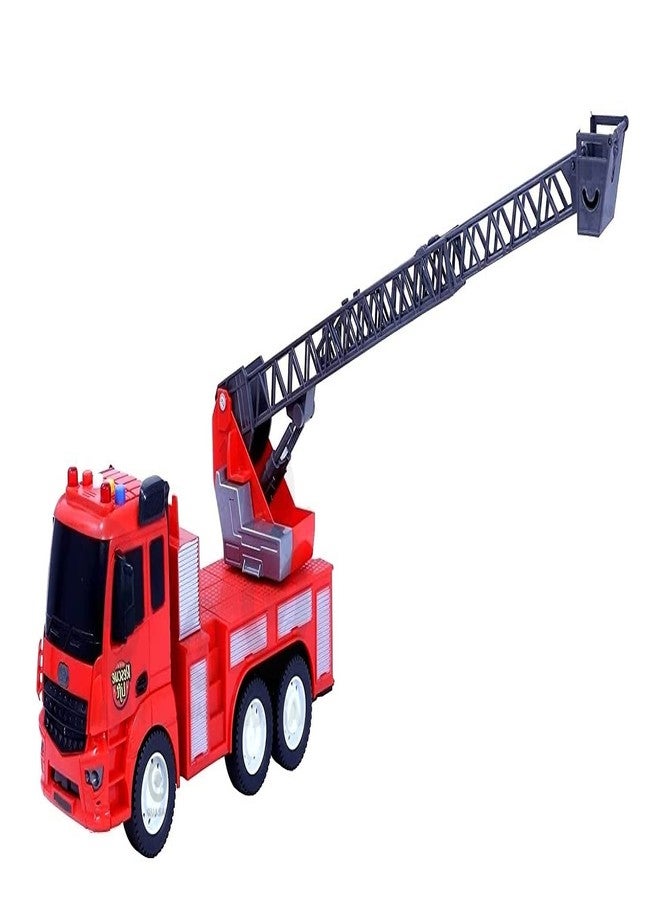 Quasar Plastic Fire Friction Powered Rescue Lift Pull Back Push and Go Light with Sound Vehicle Toys Truck Set +3 Year Best Gift for Girls Boys Pack of 1 (28 cm) - Image 3